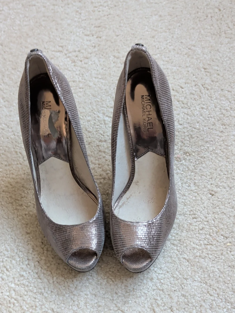 Pretty Pewter Platform Heels